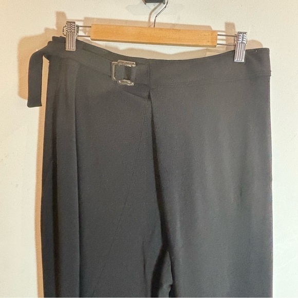 JOSEPH RIBKOFF Sz 8 Cross Over Square Buckle Belt Tapered Leg Slinky Pants - Picture 4 of 8